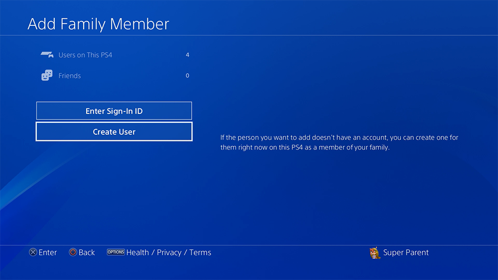 ps4 account settings