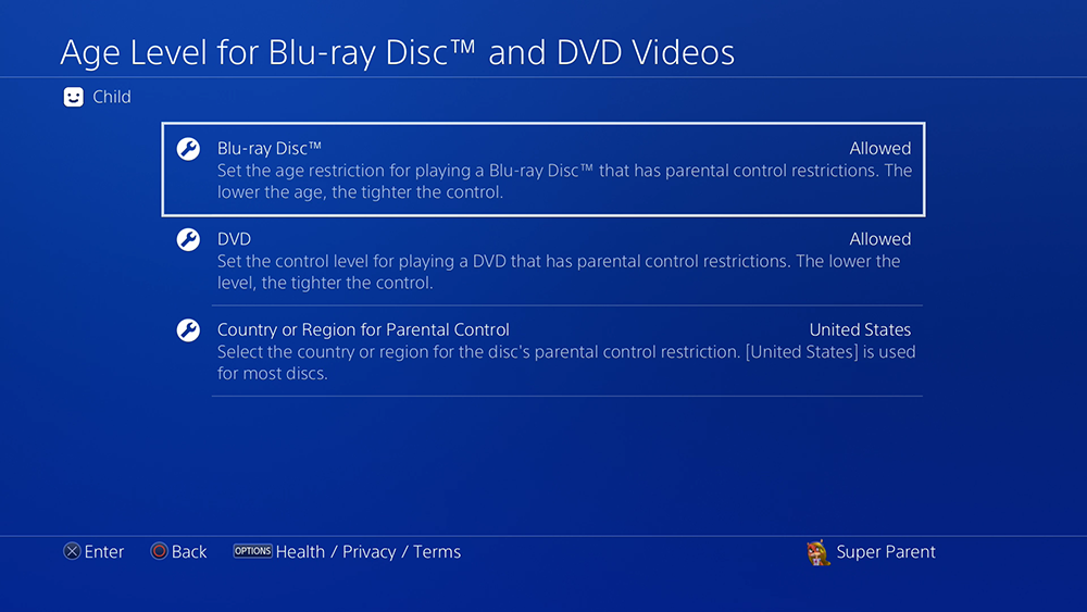 how to set restrictions on ps4