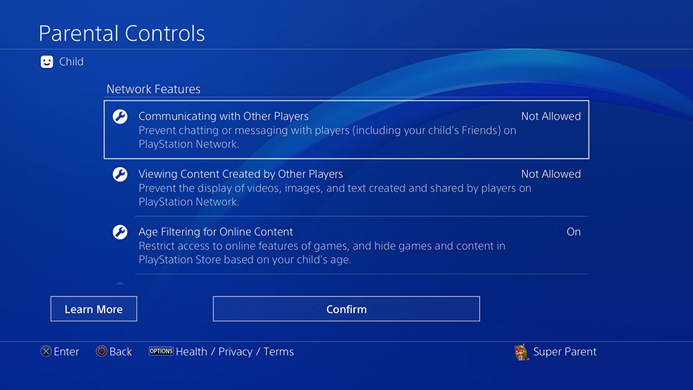 playstation network account settings