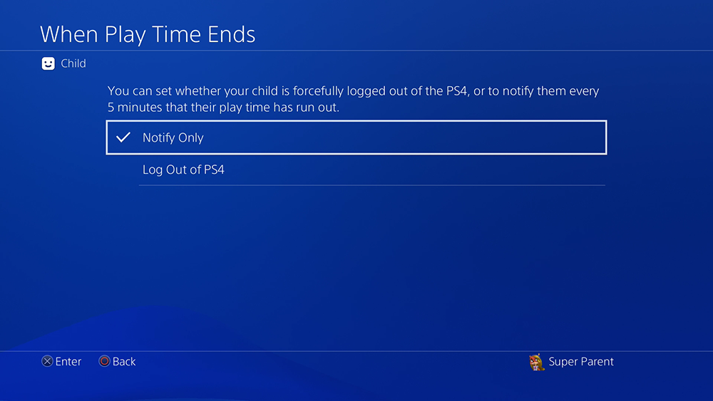 parental settings on ps4