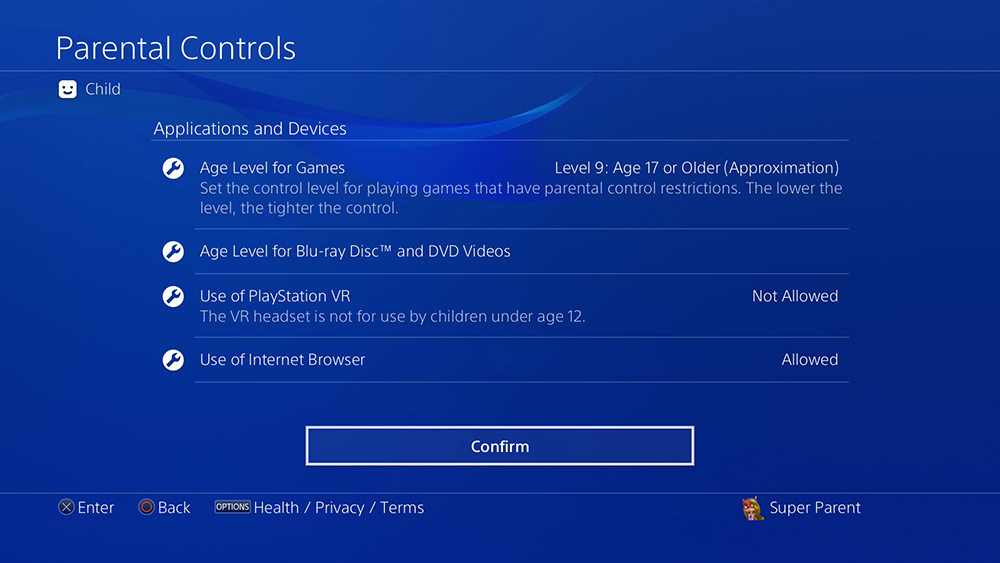 how to set parental controls on playstation 4