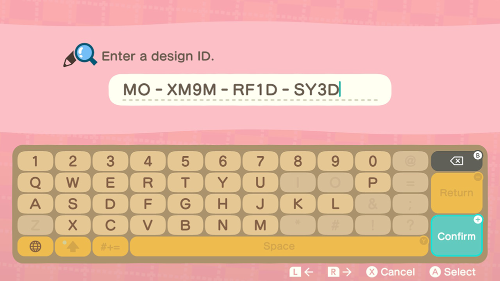 animal crossing switch design id